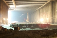 Blick in die Halle während der Herstellung der Bodenplatte
