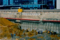 Excavation to maximum depth (top of the circularly arranged bored piles for the tower foundation visible)