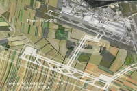 Luftbild mit eingetragener Lage der 3. Piste
