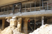 Establishing of basement below station hall; temporary support by jet grouting pillars