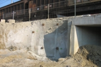 Shotcrete wall with soil nails in the area of the underpass Neilreichgasse