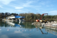 Herstellung der Brücke über die Drau im Taktschiebeverfahren