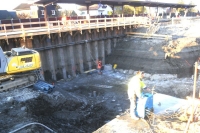 View into the building pit of the pedestrian underpass