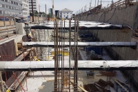View into the building pit