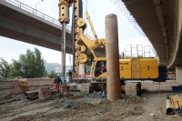 Bored pile works in the area of a bridge enlargement