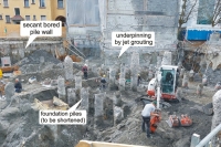 View into the construction pit during excavation